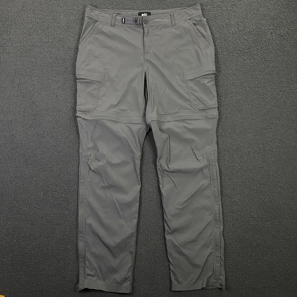 REI Co-op Pants Womens 14 Gray Convertible Hiking Cargo Relaxed Stretch Nylon